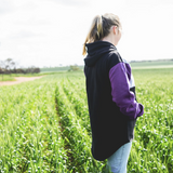 Purple, Grey & Black | Half Zip Long Tail Hoody