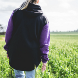 Purple, Grey & Black | Half Zip Long Tail Hoody