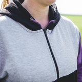 Purple, Grey & Black | Half Zip Long Tail Hoody