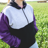 Purple, Grey & Black | Half Zip Long Tail Hoody