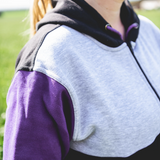 Purple, Grey & Black | Half Zip Long Tail Hoody