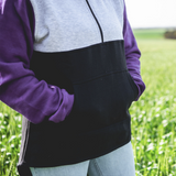 Purple, Grey & Black | Half Zip Long Tail Hoody