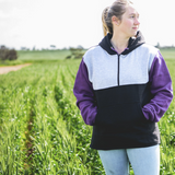 Purple, Grey & Black | Half Zip Long Tail Hoody