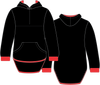 Black - Red Trim | Half Zip Long Tail Hoody