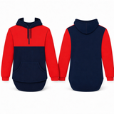 Red & Navy | Half Zip Long Tail Hoody
