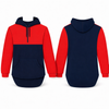 Red & Navy | Half Zip Long Tail Hoody