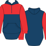 Red & Navy | Half Zip Long Tail Hoody