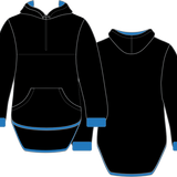 Black - Royal Blue Trim | Half Zip Long Tail Hoody