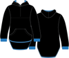Black - Royal Blue Trim | Half Zip Long Tail Hoody