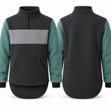 Sage Green & Charcoal Stripe| Collared Long Tail Jumper