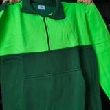 Flouro Lime & Bottle Green | Half Zip Long Tail Collared Jumper