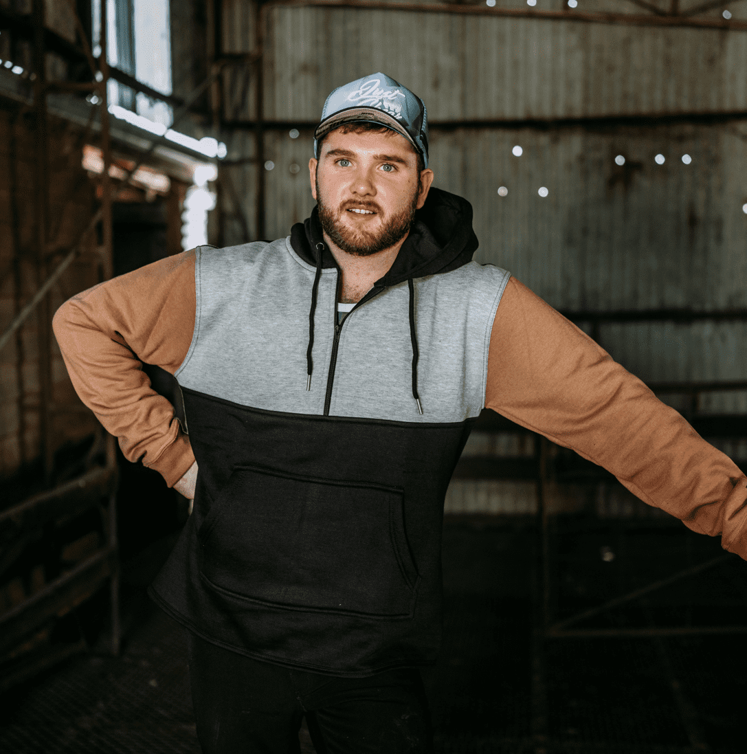 Black Grey Sandy Taupe Half Zip Long Tail Hoody