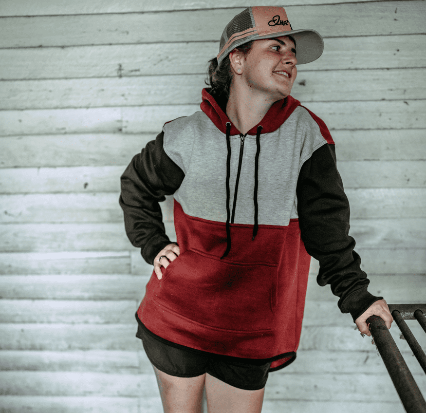 Maroon Black Grey Half Zip Long Tail Hoody