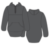 Charcoal Grey | Half Zip Long Tail Hoody