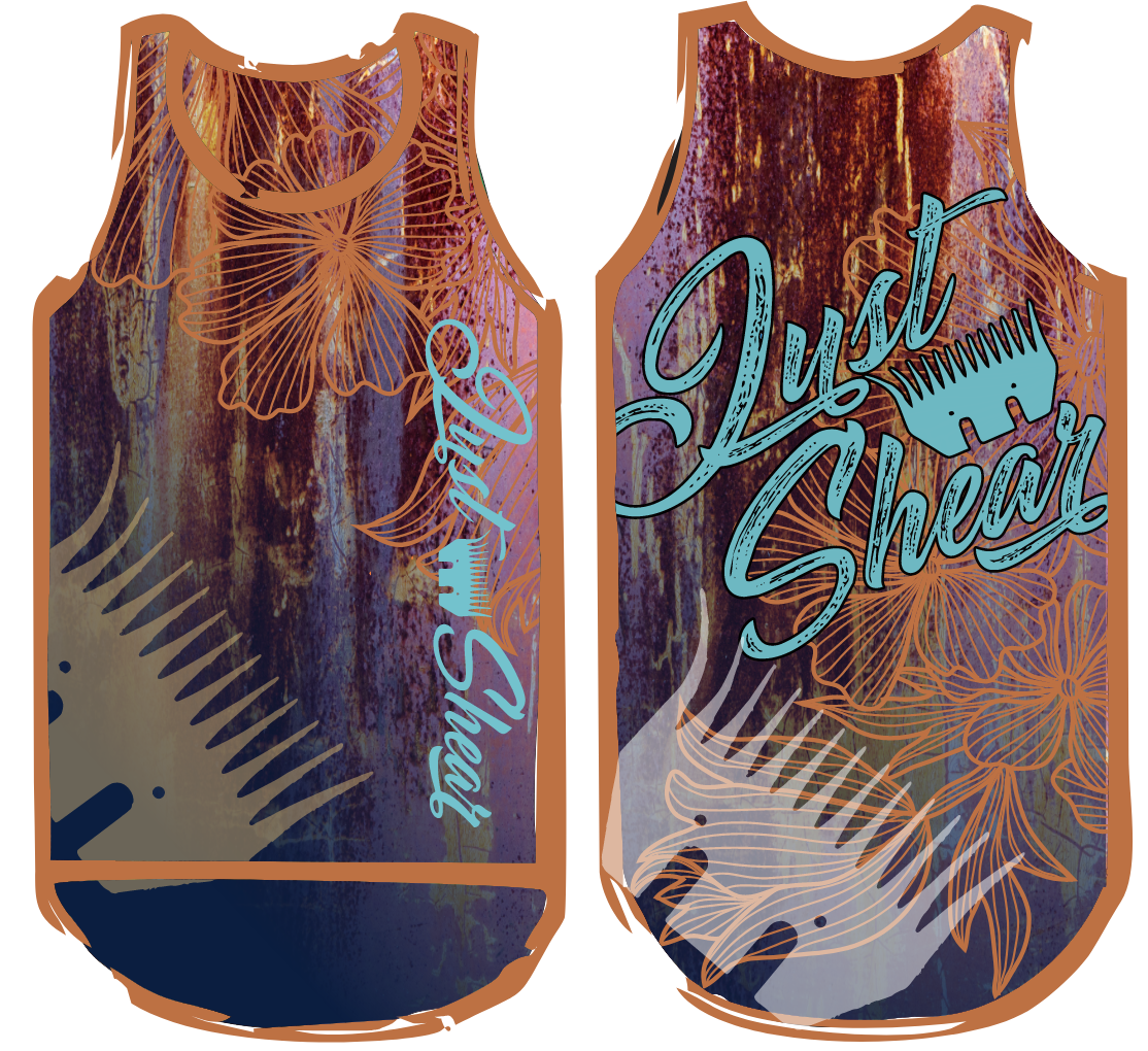 Rust & Teal | Just Shear Sports Performance Singlet