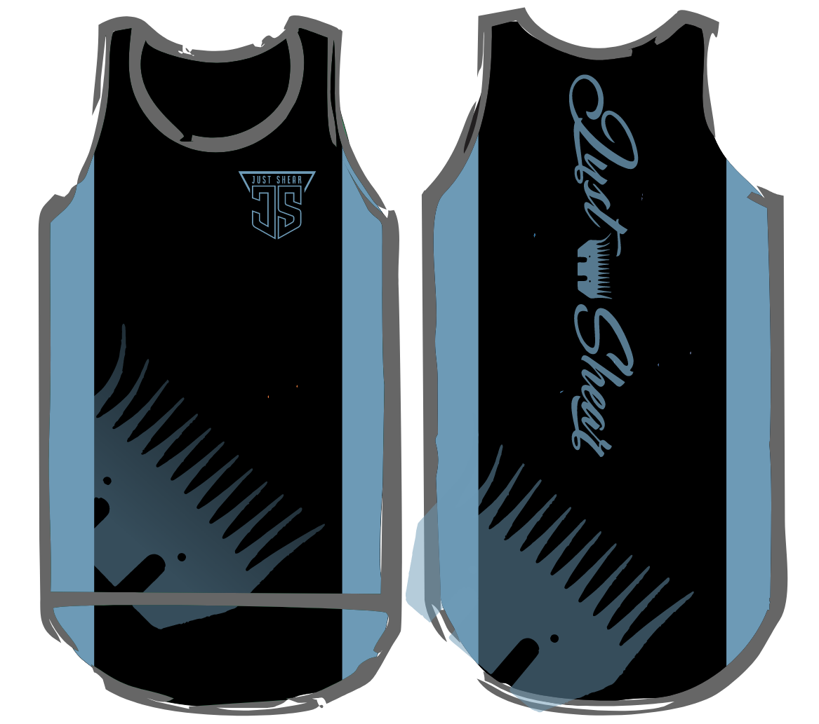 Slate Blue & Black Comb | Just Shear Sports Performance Singlet