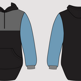 Slate Blue, Black & Smoke Grey | Half Zip Long Tail Hoody