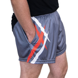 Grey & Red Point | Footy Style Shorts