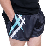 Black & Teal Point | Footy Style Shorts