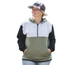 Olive Green, Light Grey & Black | Half Zip Long Tail Hoody