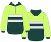 Hi Vis - Bottle Green & Lime - Reflective Taping | Half Zip Hoody | Just Tradies