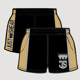 Sandy Taupe & Black JS | Footy Style Shorts