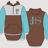 JS | Aqua, Chocolate & Grey "Glengarry" | Half Zip Long Tail Hoody