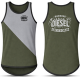 Burning Diesel - Olive Green & Grey - Black Trim | Shearing Singlet