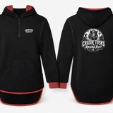 Chasin Tusks & Raising Dust - Black - Red Trim | Half Zip Long Tail Hoody