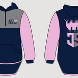 JS | Pastel Pink, Navy & Smoke Grey "Hamilton" | Half Zip Long Tail Hoody