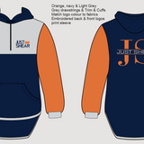JS | Orange, navy & Light Grey "Kaniva" | Half Zip Long Tail Hoody