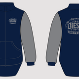 JS | Burning Diesel Navy & Smoke Grey | Full Zip Long Tail Collared Jumper