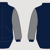 PRE-ORDER Smoke Grey & Navy | Full Zip Collared Long Tail Jumper