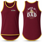 Bank Of Dad - Maroon with Gold Trim Shearing Singlet