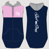 JS | "Hillston" Pastel Pink, Navy & Grey | Full Zip Long Tail Vest