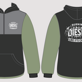 JT | Burning Diesel Olive & Black | Half Zip Hoody | Just Tradies