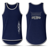 JS Pinstripe - Navy - Smoke Grey Trim | Shearing Singlet