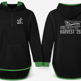 Harvest 26 | Black - Green Trim | Half Zip Long Tail Hoody