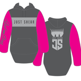 JS | Manna Hill Hot Pink & Grey | Half Zip Long Tail Hoody