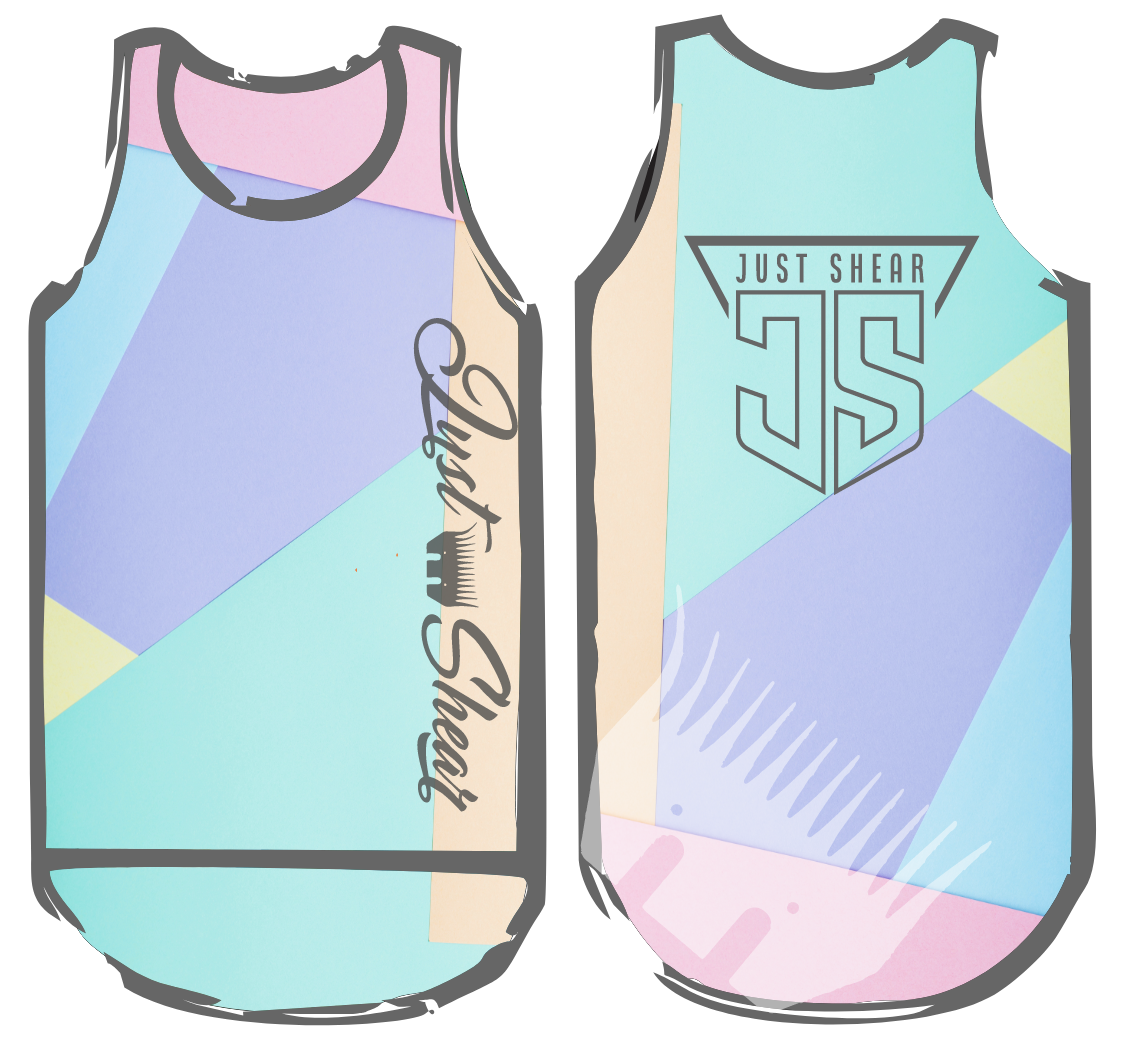 Pastel Geo - Smoke Trim | Just Shear Sports Performance Singlet