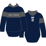 JS | Crookwell Navy & Grey - Embroidered Logo | No Zip Long Tail Hoody