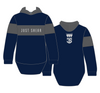 JS | Crookwell Navy & Grey - Embroidered Logo | No Zip Long Tail Hoody