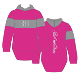 JS | Pooncarie Hot Pink & Grey - Embroidered Logo | No Zip Long Tail Hoody