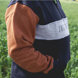 JS | Albury Rust, Navy & Grey | Half Zip Long Tail Rugby Collar