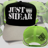 JS | Neon Green Stencil | Embroidered Trucker Cap