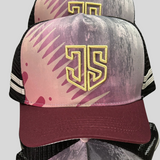 JS | Maroon & Grey | Embroidered Trucker Cap