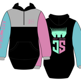 JS | Kariah Aqua & Pink | Half Zip Long Tail Hoody