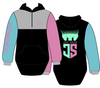 JS | Kariah Aqua & Pink | Half Zip Long Tail Hoody