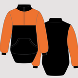 Flouro Orange & Black | Half Zip Long Tail Collared Jumper