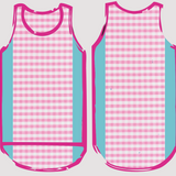 Pink Gingham & Teal Racer Back | Just Shear Sports Performance Singlet